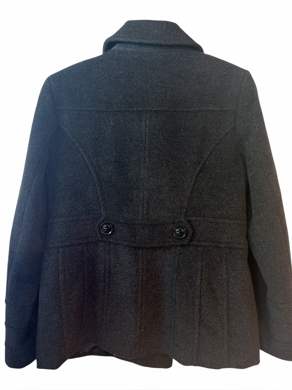 Wool Cashmere Peacoat Double Breasted Dark Gray Womens XS Quiet Luxury Old Money - Picture 3 of 7
